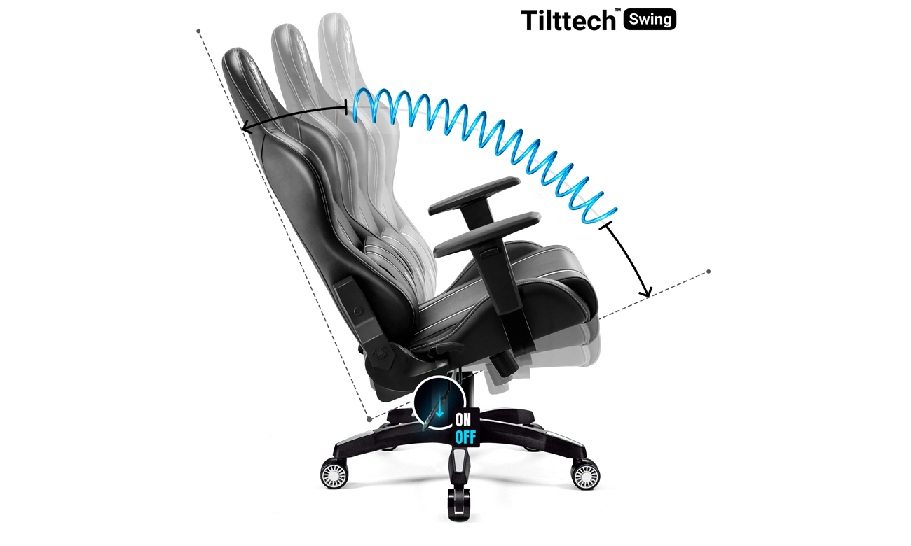 Fotel gamingowy Diablo Chairs X-One 2.0 Czarno-biały - Regulowanie ustawień fotela