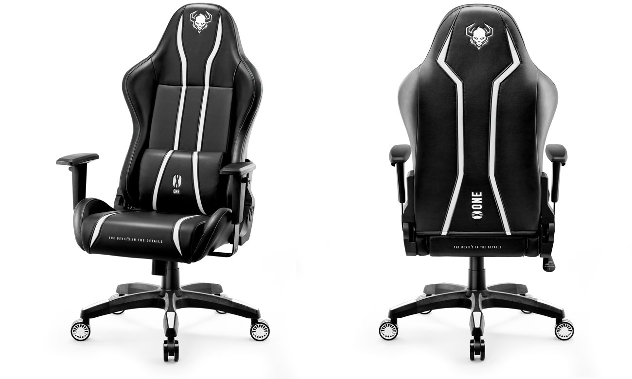 Fotel gamingowy Diablo Chairs X-One 2.0 Czarno-biały - Widok od przodu pod kątem