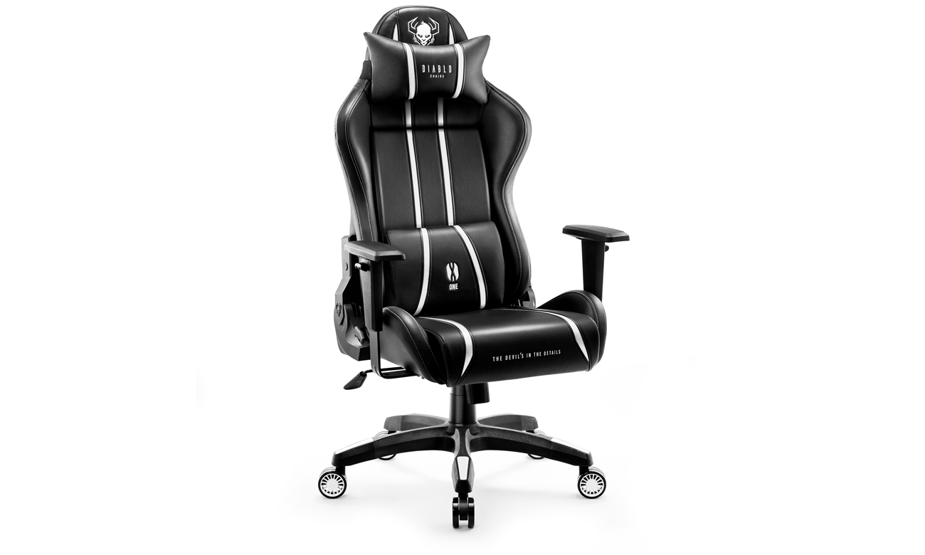 Fotel gamingowy Diablo Chairs X-One 2.0 Czarno-biały - Widok od przodu pod kątem