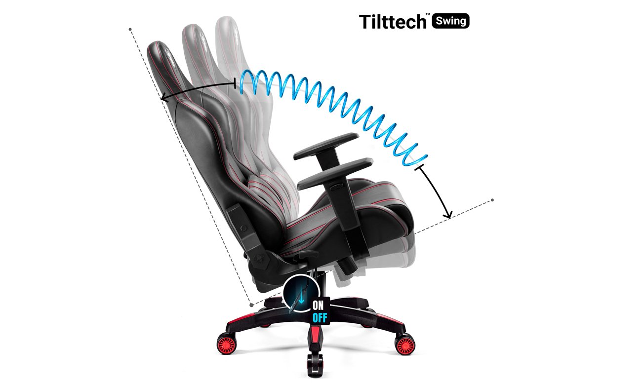 Fotel gamingowy Diablo Chairs X-One 2.0 Czarno-czerwony - Regulowanie ustawień fotela