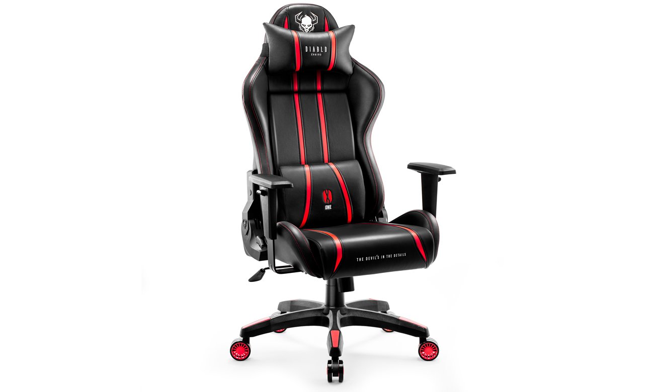 Fotel gamingowy Diablo Chairs X-One 2.0 Czarno-czerwony - Widok od przodu pod kątem