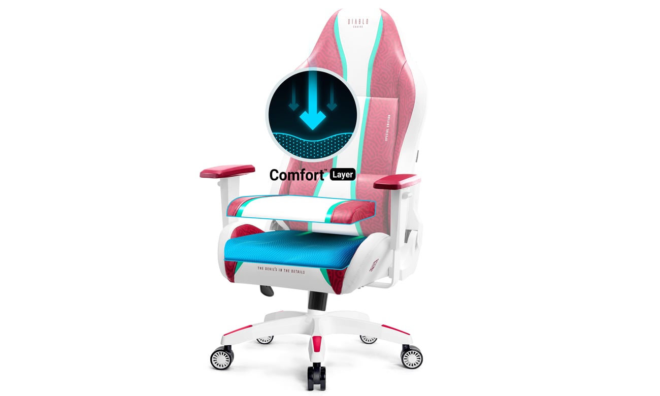 Fotel gamingowy dla dziecka Diablo Chairs X-One 2.0 Kids Size Candy Rose - Komfort i bezpieczeństwo