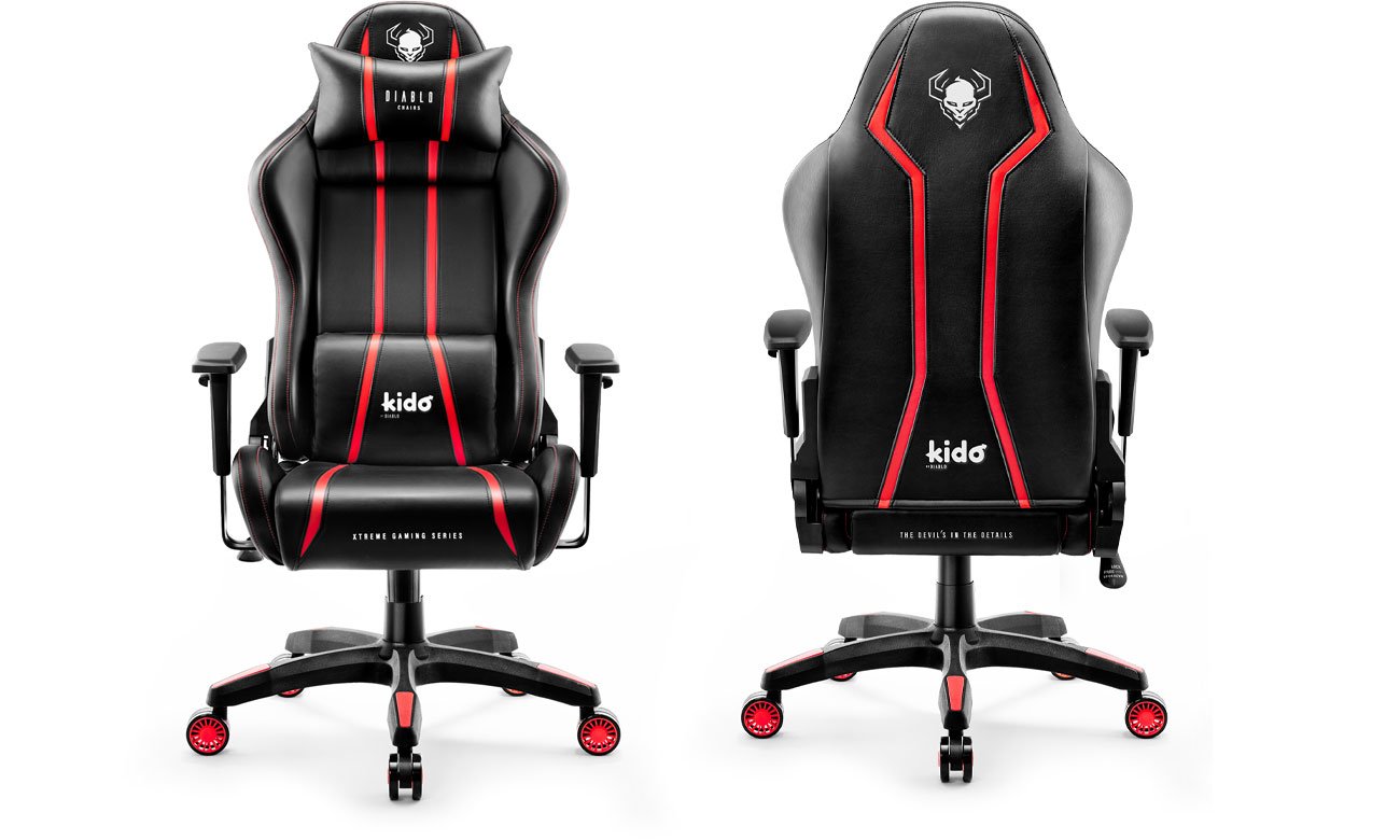 Diablo Chairs X-One 2.0 Kids Size czarno-czerwony przód i tył