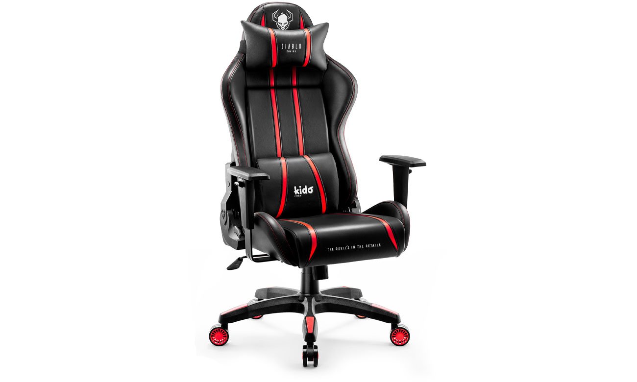 Fotel gamingowy dla dziecka Diablo Chairs X-One 2.0 Kids Size czarno-czerwony