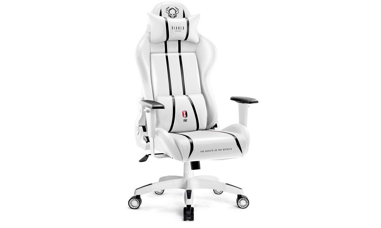 Fotel gamingowy Diablo Chairs X-One 2.0 King Size Biało-czarny - Widok od przodu pod kątem
