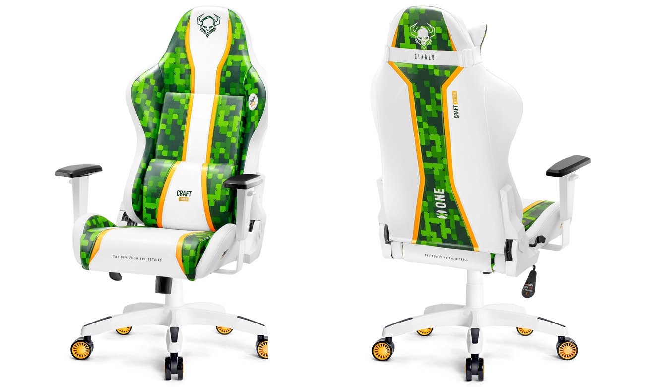 Fotel gamingowy Diablo Chairs X-One 2.0 King Size Craft Edition - Widok od przodu i od tyłu pod kątem
