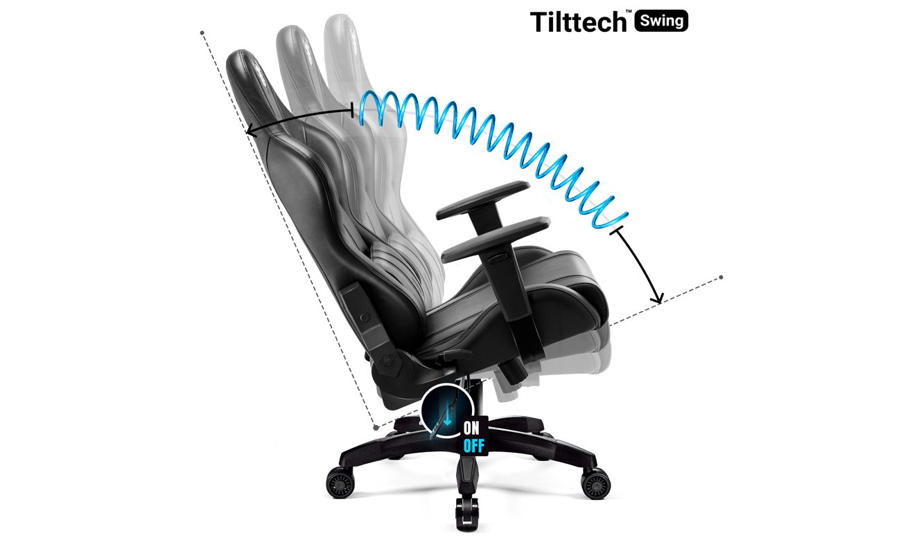 Fotel gamingowy Diablo Chairs X-One 2.0 King Size Czarny - Regulowanie ustawień fotela