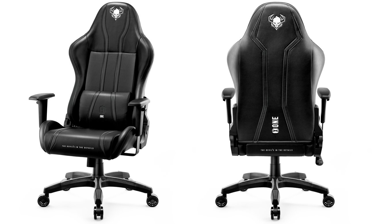Fotel gamingowy Diablo Chairs X-One 2.0 King Size Czarny - Widok od przodu i od tyłu pod kątem