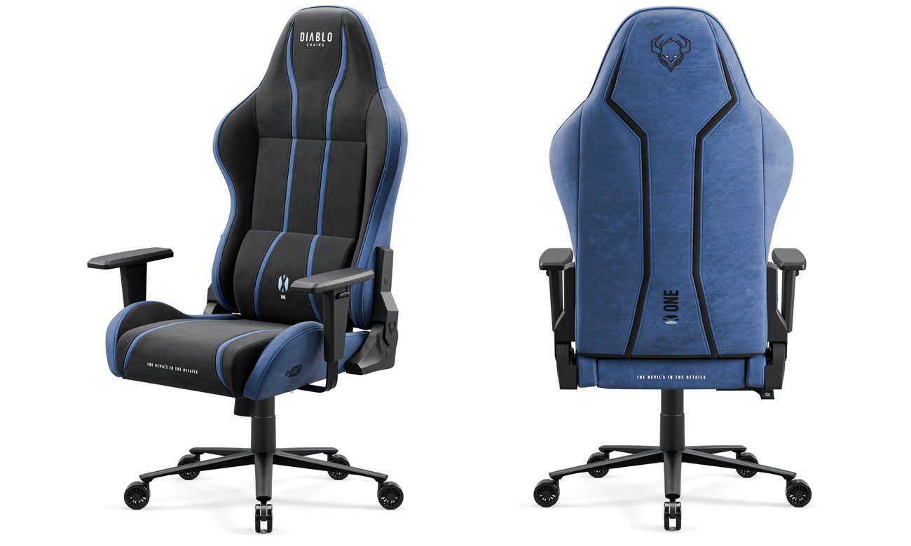 Diablo Chairs X-One 2.0 Normal Size Night Blue Tkanina - Widok od przodu i od tyłu
