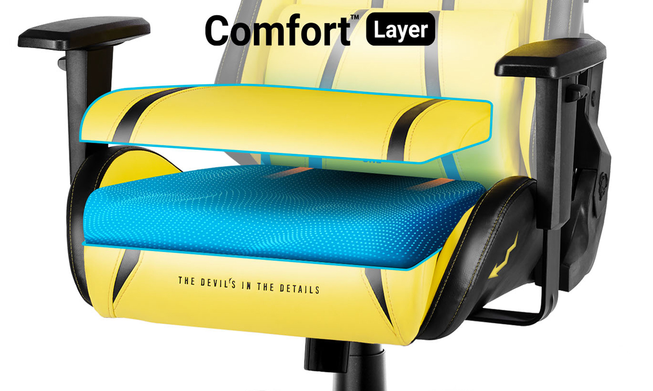Fotel gamingowy Diablo Chairs X-One 2.0 Żółto-czarny - Wygoda użytkowania