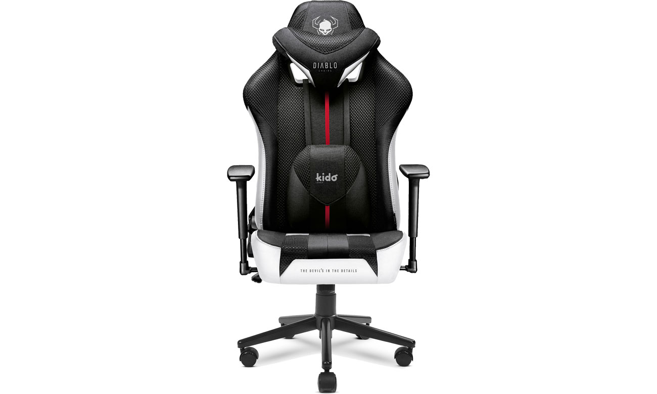 Diablo Chairs X-Player 2.0 Kids biało-czarny widok z przodu