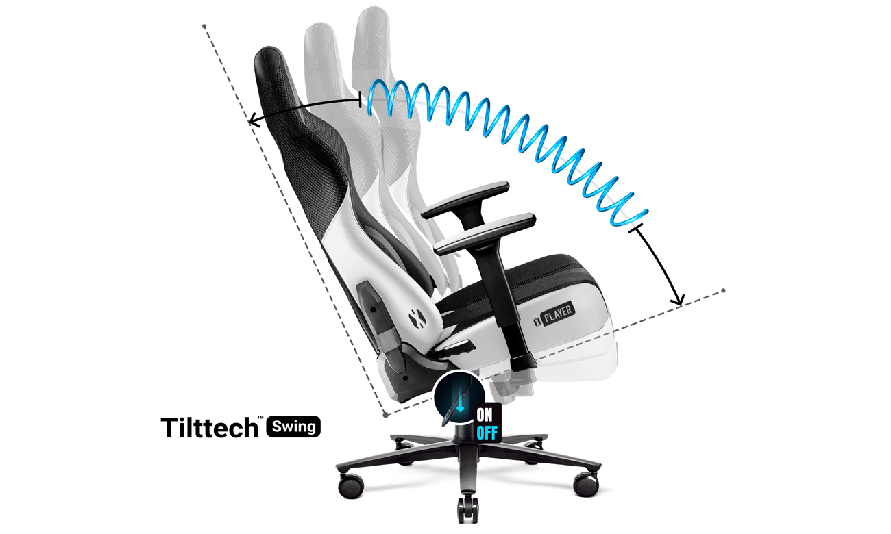 Fotel gamingowy Diablo Chairs X-Player 2.0 King Size Biało-czarny - Dostosuj fotel do swoich potrzeb