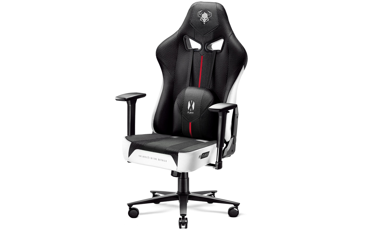 Fotel gamingowy Diablo Chairs X-Player 2.0 King Size Biało-czarny - Widok od przodu pod kątem
