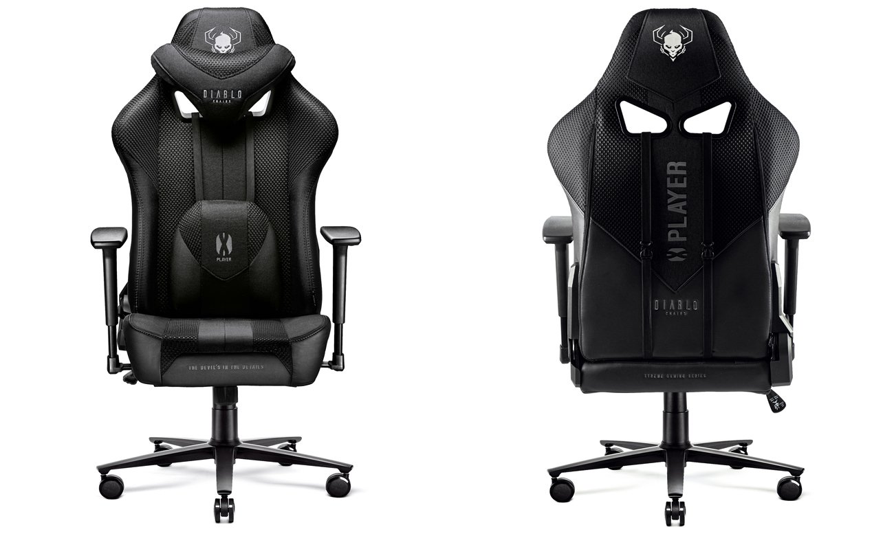 Fotel gamingowy Diablo Chairs X-Player 2.0 King Size Czarny - Widok od przodu i od tyłu