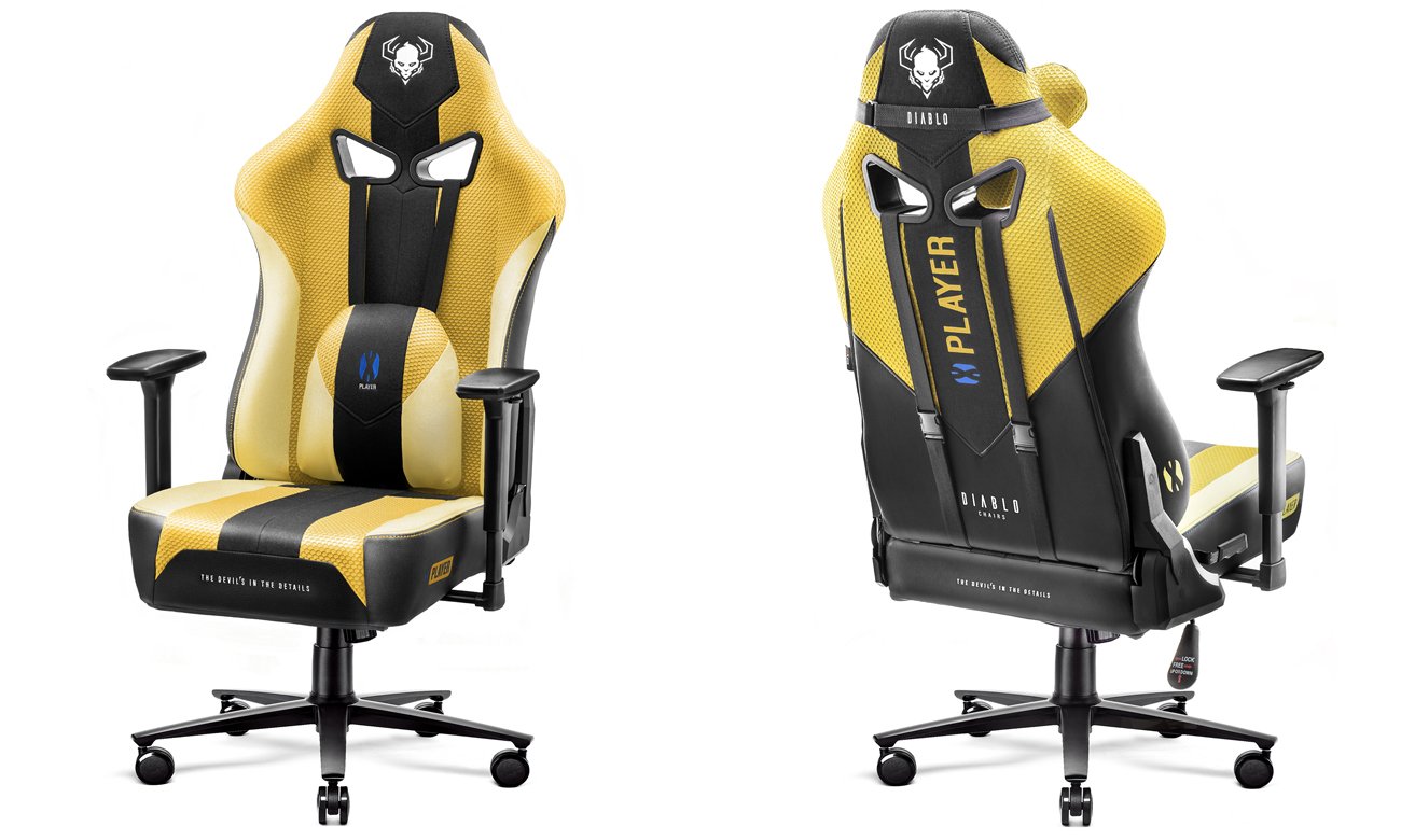 Fotel gamingowy Diablo Chairs X-Player 2.0 King Size Dark Sunflower - Widok od przodu i od tyłu