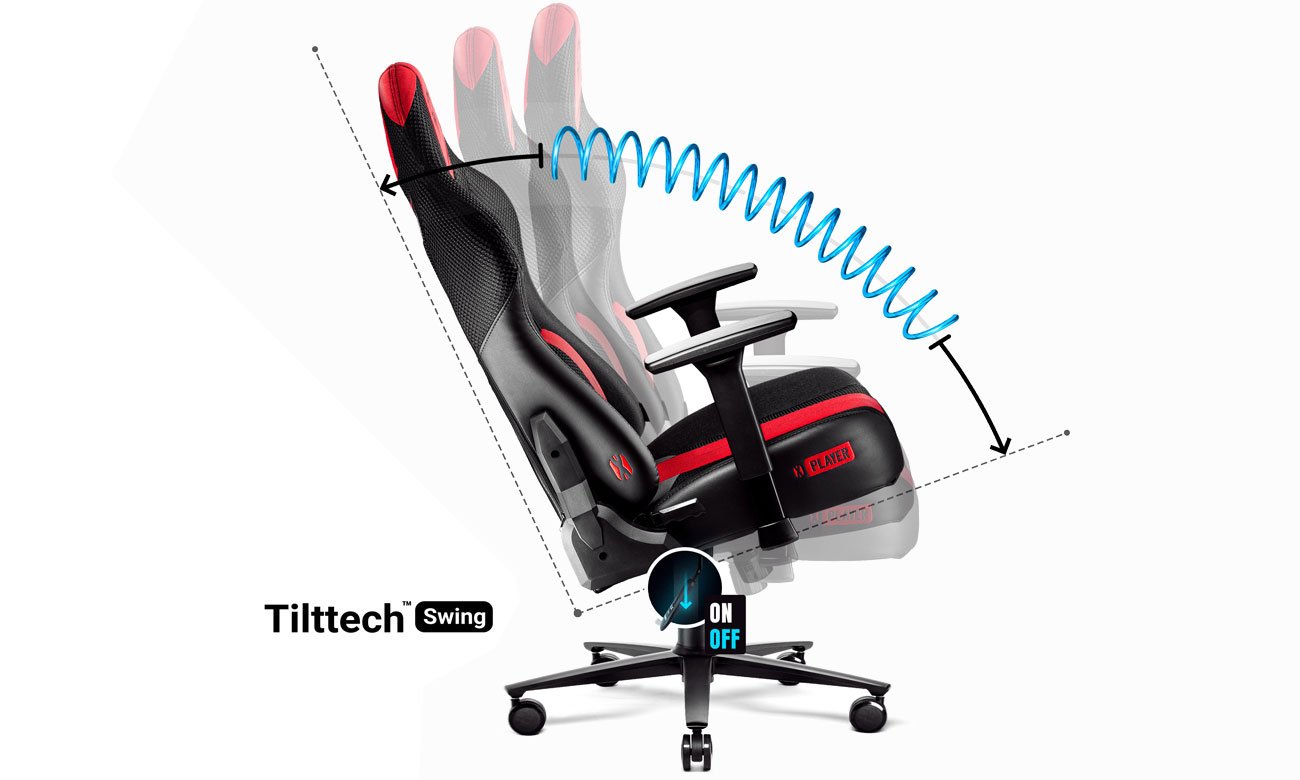 Diablo Chairs X-Player 2.0 King Size antracytowo-karmazynowy mechanizm pochylenia