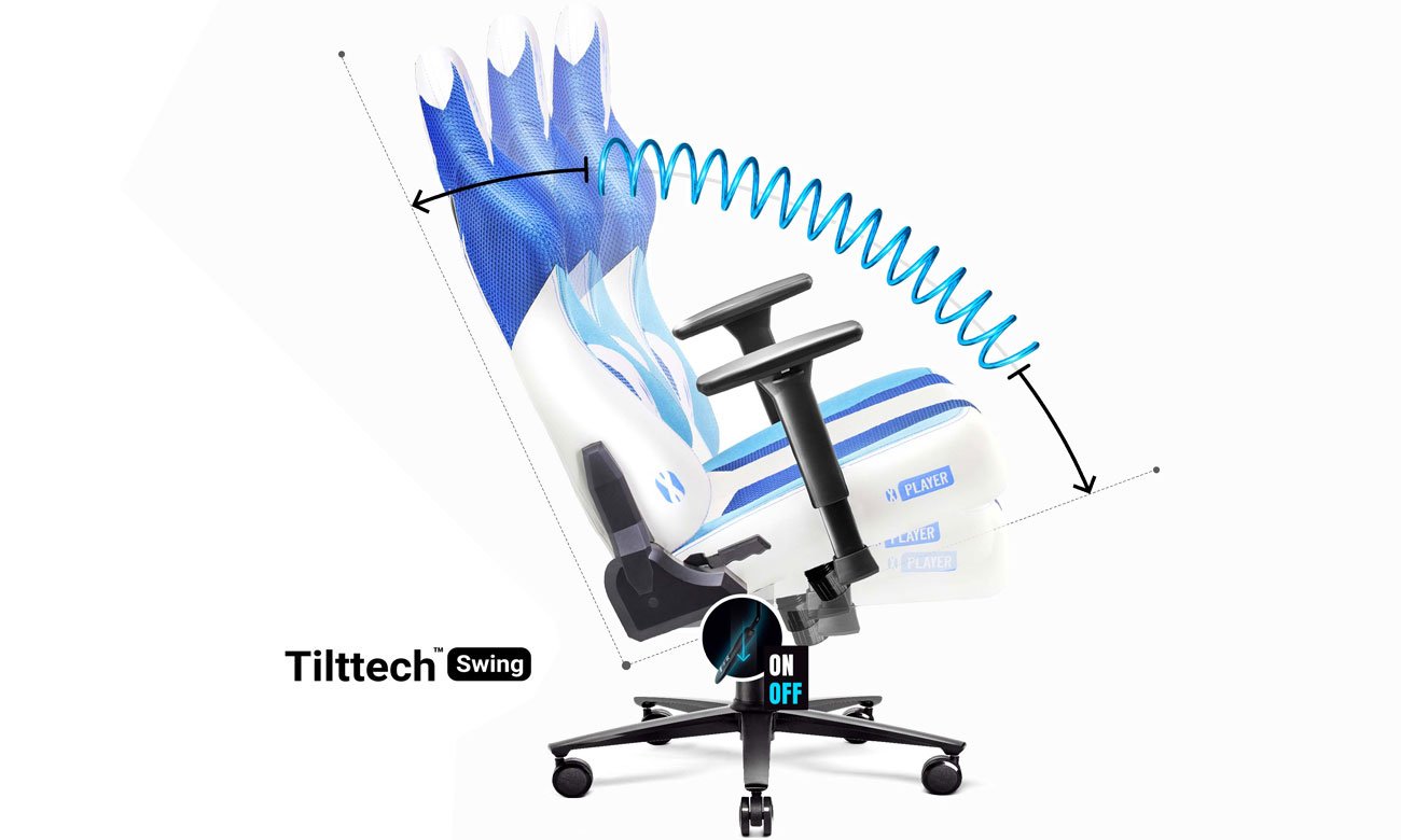 Diablo Chairs X-Player 2.0 Frost White mechanizm pochylenia