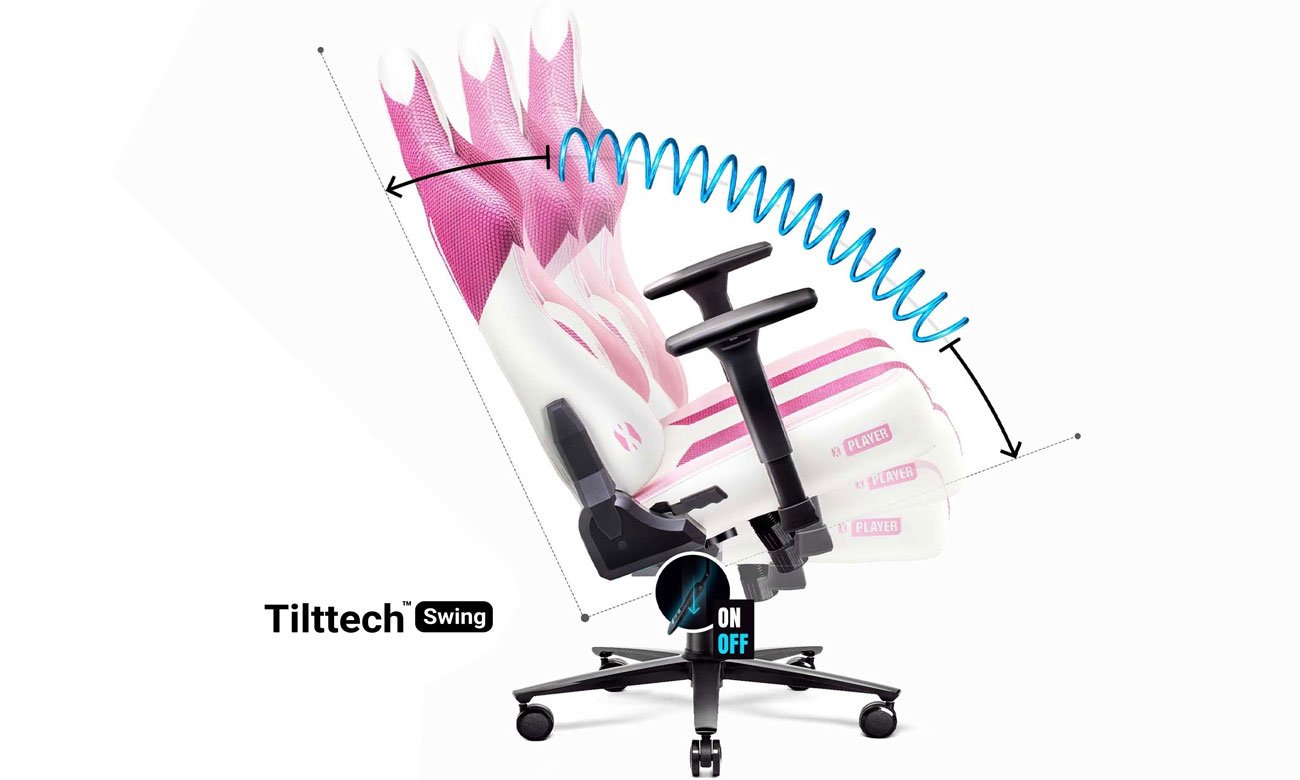 Diablo Chairs X-Player 2.0 Marshmalow Pink mechanizm pochylenia