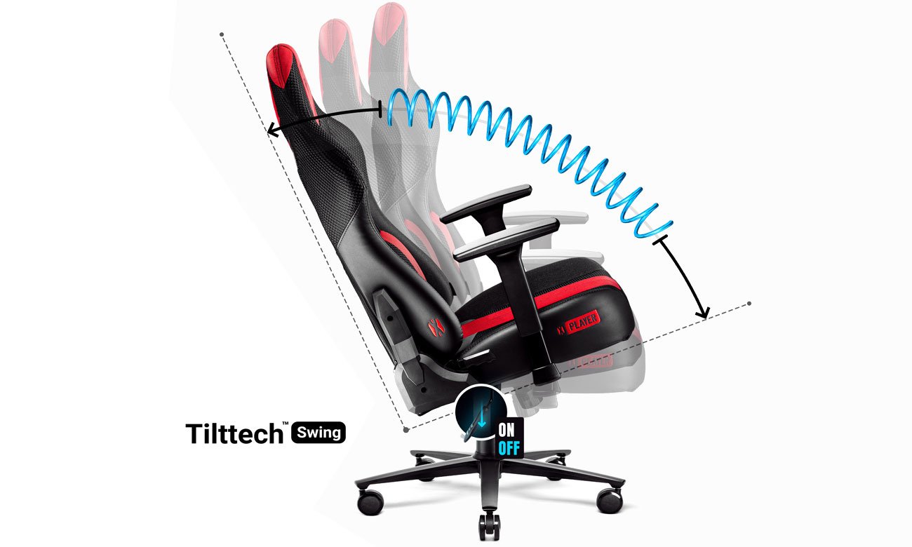 Diablo Chairs X-Player 2.0 antracytowo-karmazynowy mechanizm pochylenia