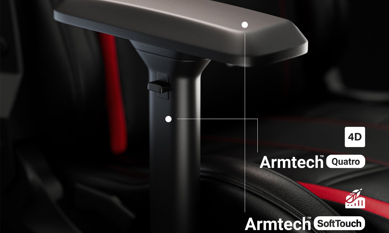 Fotel gamingowy Diablo Chairs X-Ray 2.0 King Size Czarno-czerwony - Łatwa regulacja fotela i podłokietników