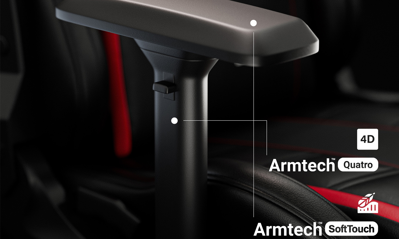 Fotel gamingowy Diablo Chairs X-Ray 2.0 Czarno-czerwony - Łatwa regulacja fotela i podłokietników