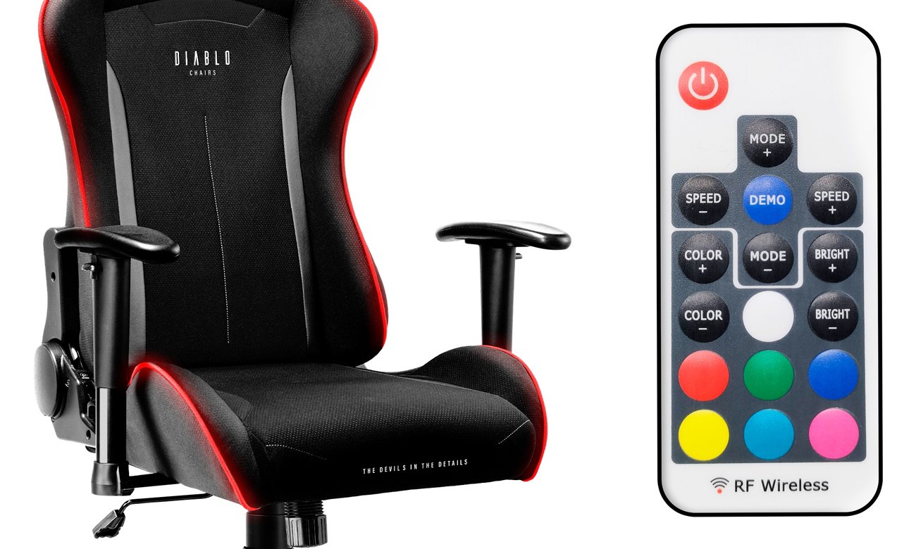 Fotel gamingowy Diablo Chairs X-ST4RTER LED Czarny - Podświetlenie LED, pilot