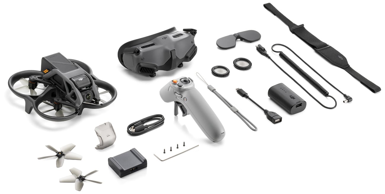 Zawartość zestawu DJI Avata Pro View Combo z kontrolerem RC Motion 2