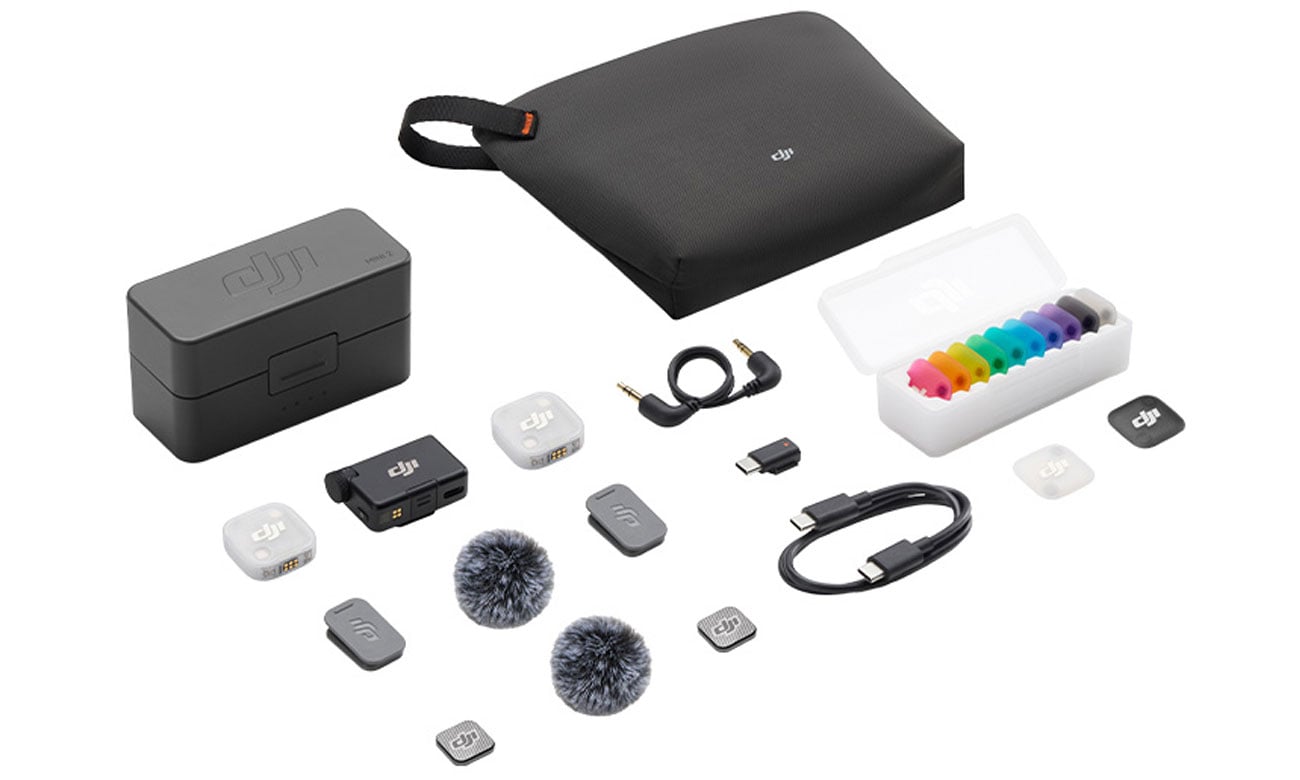 Zawartość DJI Mic Mini 2 (2 TX + 1 RX)