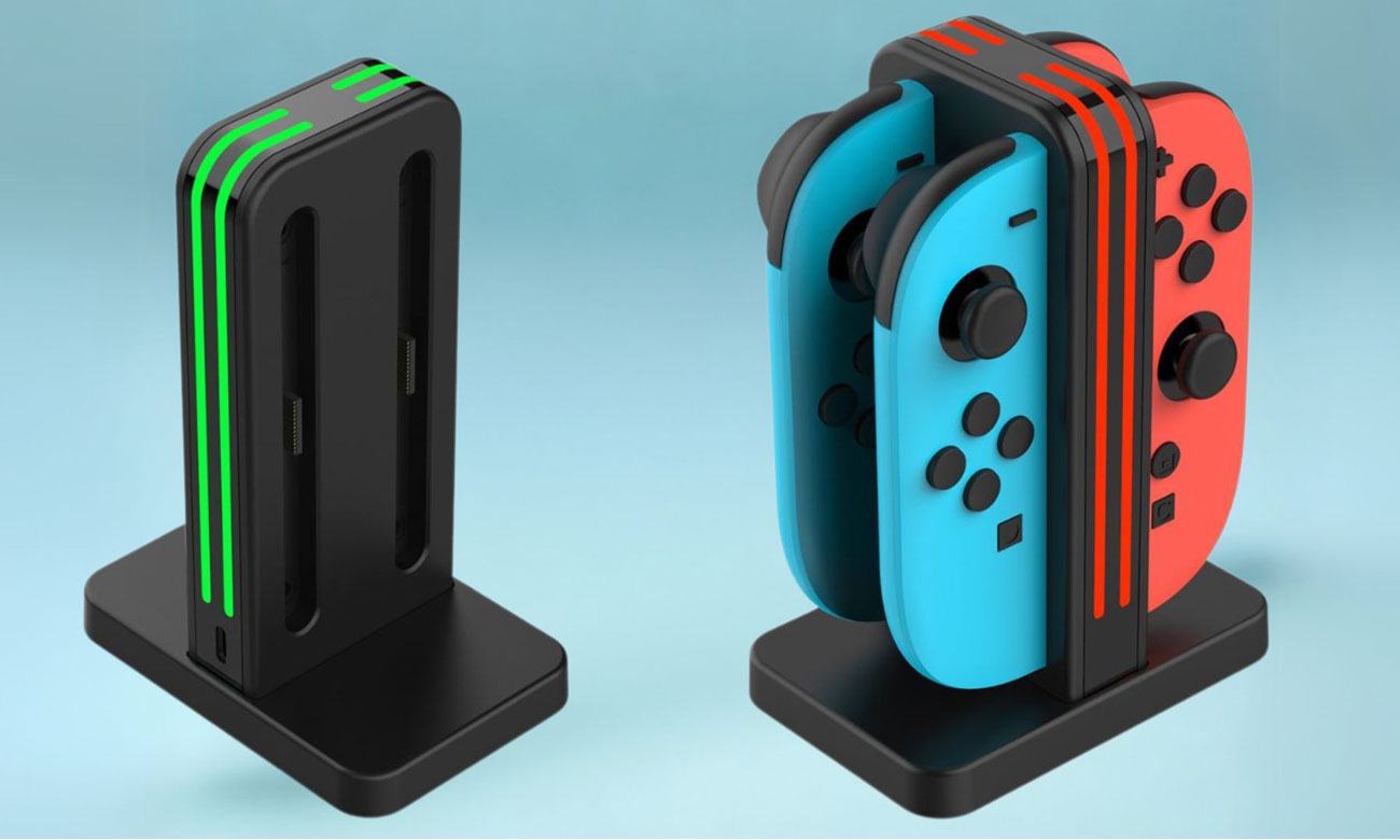 Stacja ładująca DOBE TNS-3171 do Nintendo Switch Joy-Con 2 - Widok ogólny, grafika z tłem