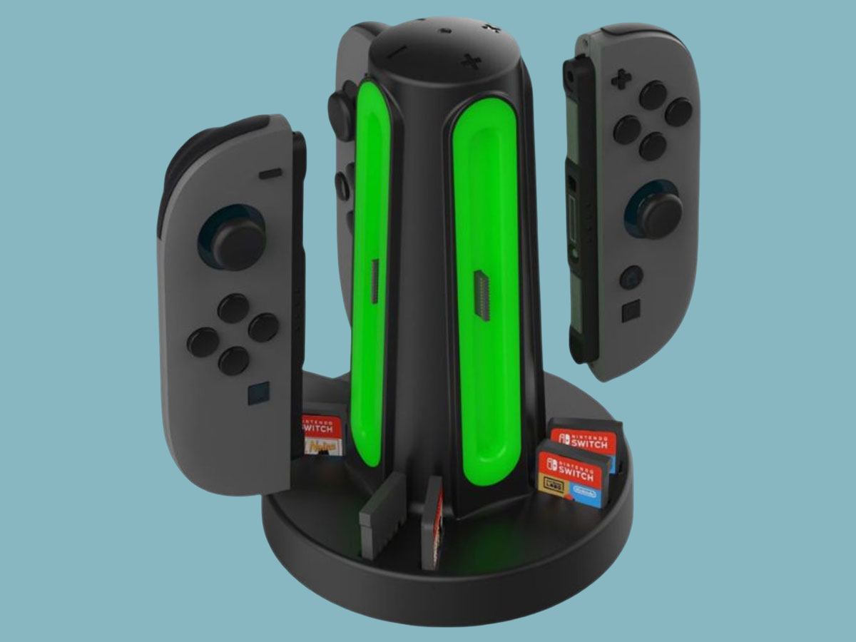 Stacja ładująca DOBE TNS-3172 do Nintendo Switch Joy-Con 2 - Widok ogólny, grafika z tłem