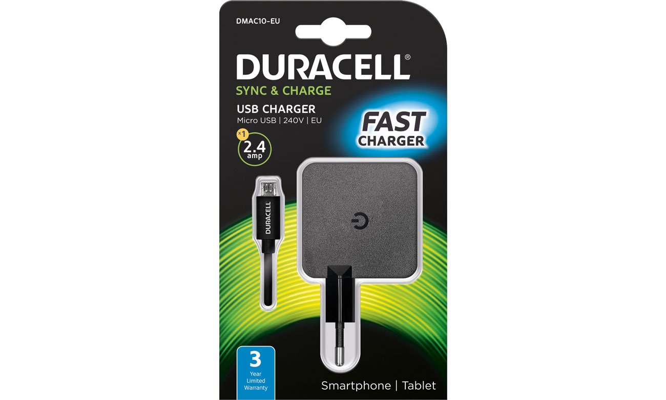 Duracell Ładowarka sieciowa USB 2,4A + kabel microUSB 1m DMAC10-EU