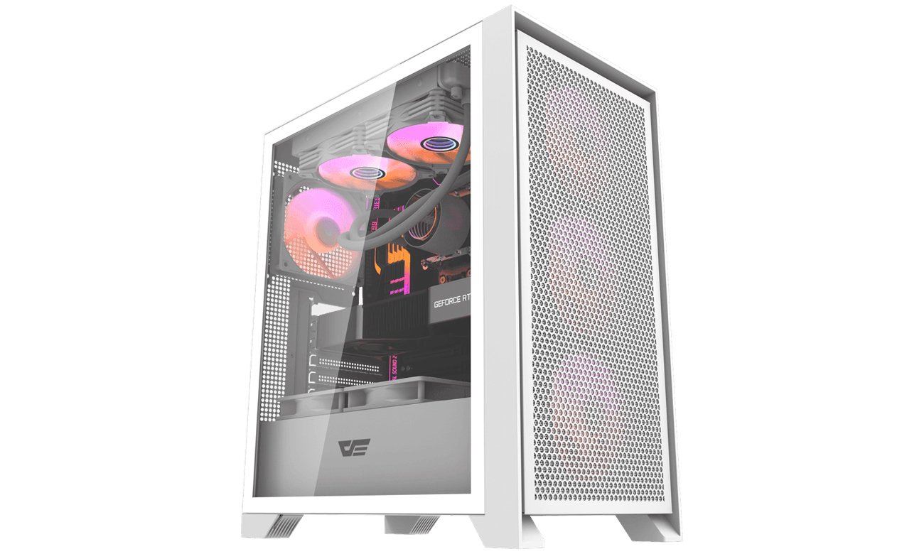 PC-Gehäuse DarkFlash DRX70 GLASS RGB + 4 Fans White