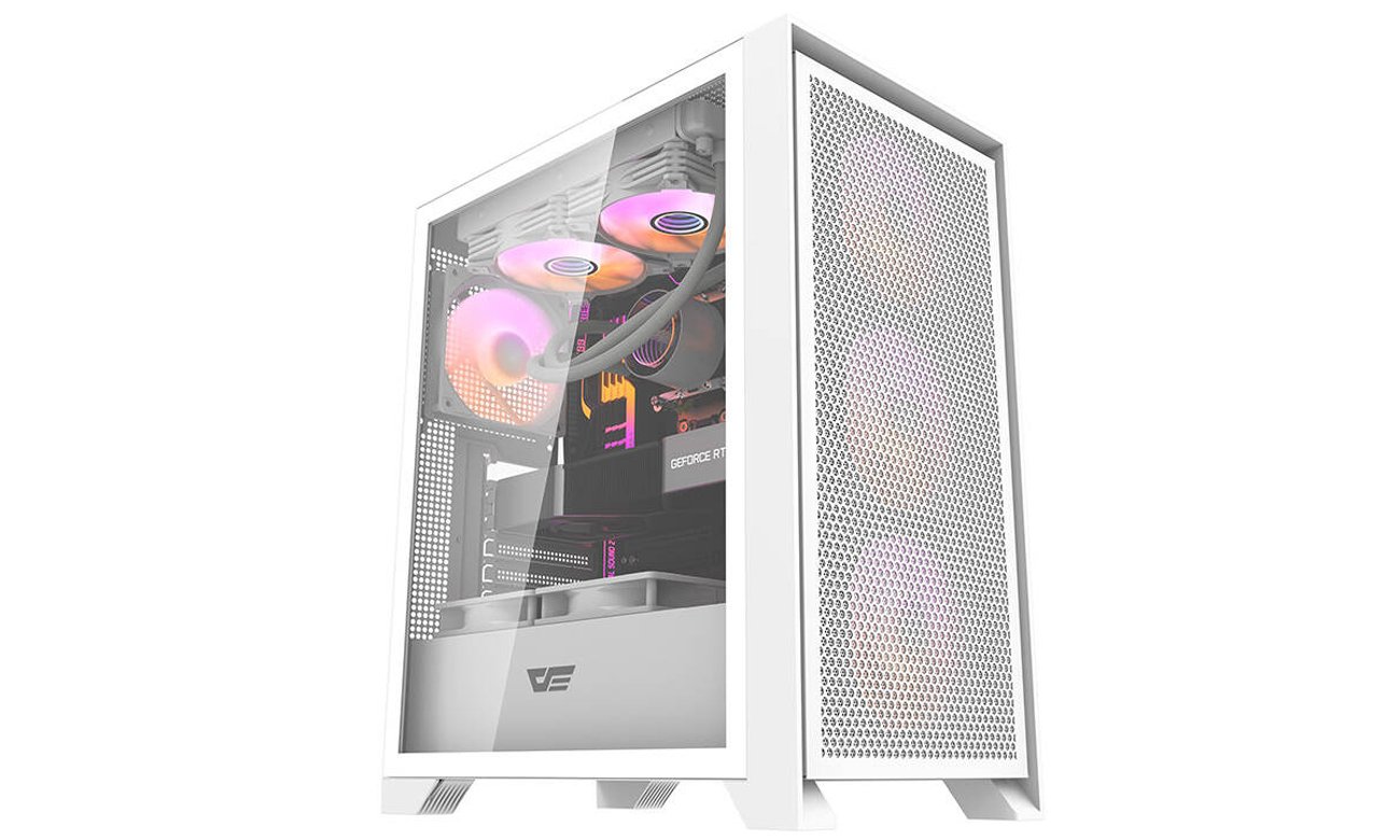 Obudowa DarkFlash DRX70 GLASS RGB + 4 fans White