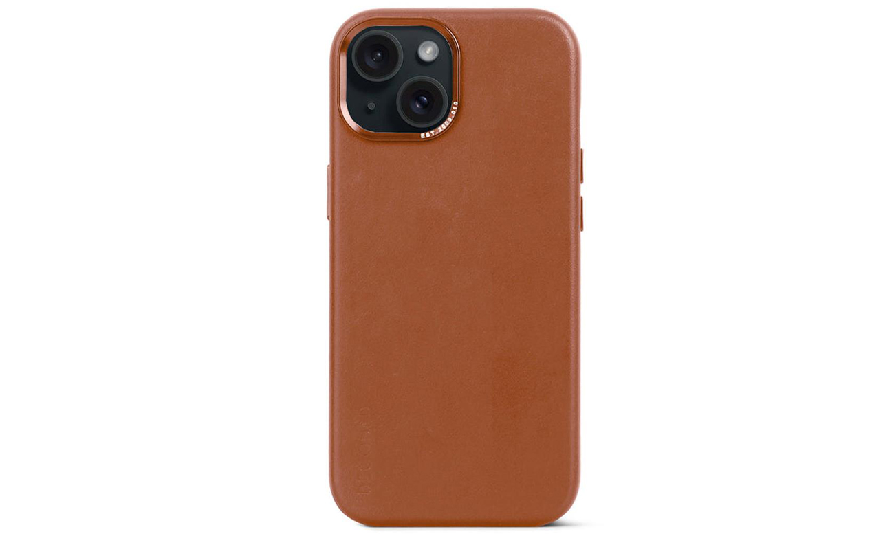 Etui Decoded Leather Back Cover für iPhone 15 tan