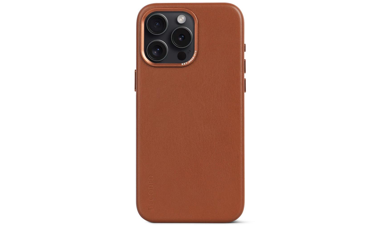 Etui Decoded Leather Back Cover für iPhone 15 Pro Max tan