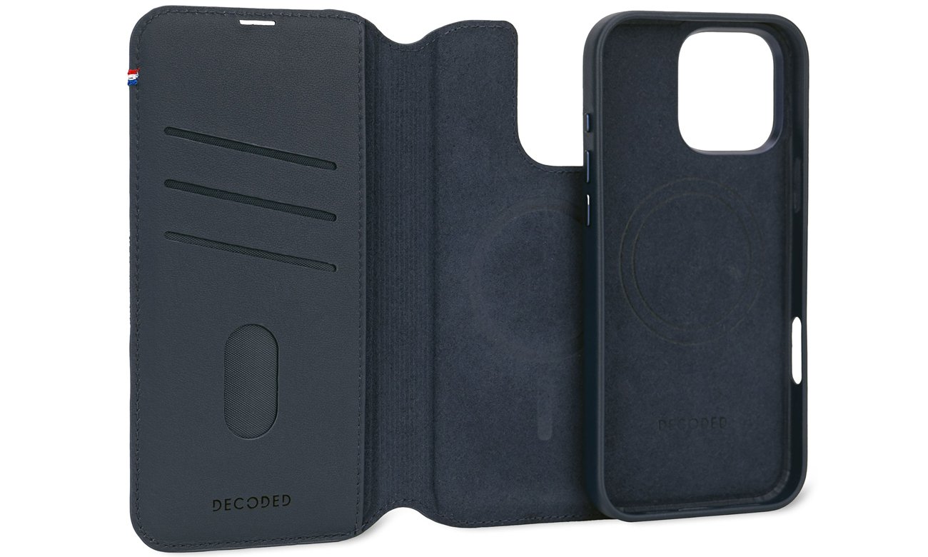 Etui Decoded Leather Detachable Wallet iPhone 16 Pro MagSafe navy