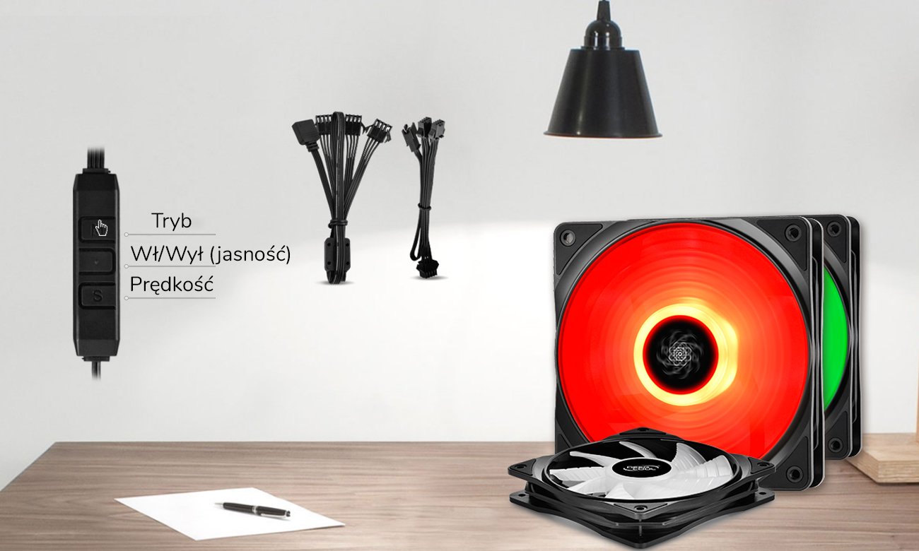 Zestaw Deepcool RF120 LED RGB Kontrola na dwa sposoby