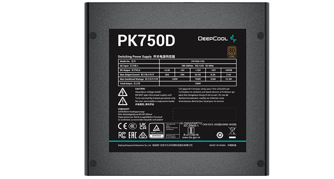 Deepcool PK750D parametry