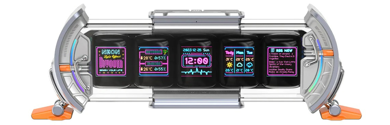 Divoom Times Gate - Cyberpunk Gaming Setup Digital Clock with Smart APP  Control, WiFi Connect, RGB LED Display, Personalized Dashboard, Pixel Art  for, times control 