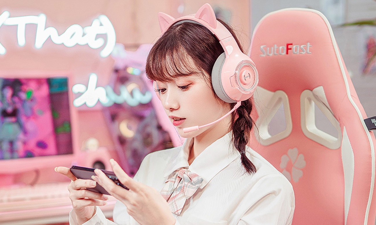 Słuchawki gamingowe Edifier HECATE G4BT Różowe - Wbudowany mikrofon wielokierunkowy