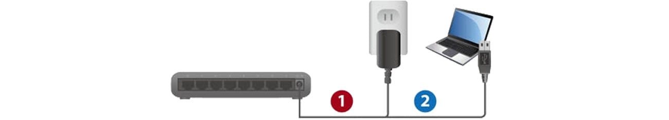 Switch Edimax 8p ES-5800G V3 Zasilanie USB
