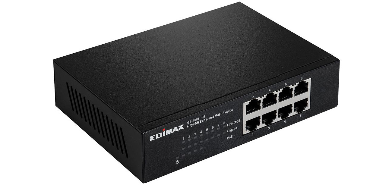 Switch Edimax 8p GS-1008PHE wejścia