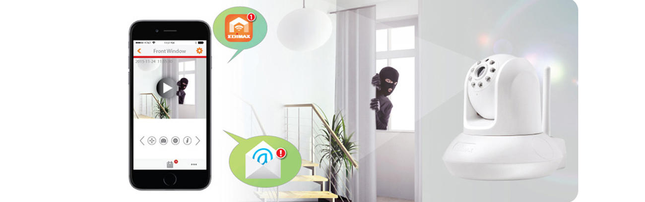 Kamera IP Edimax IC-7112W WiFi HD 720p - powiadomienia