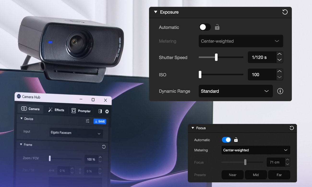 Kamera internetowa Elgato Facecam MK.2 - Łatwa zmiana ustawień kamery