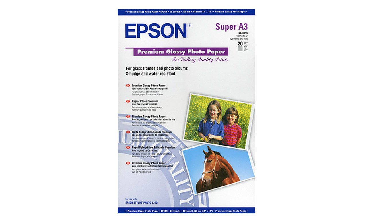 Epson Premium Glossy Photo Paper, DIN A3+, 250g/m², 20 Sheets