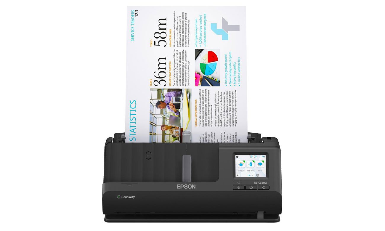 Skaner Epson ES-C380W widok z przodu