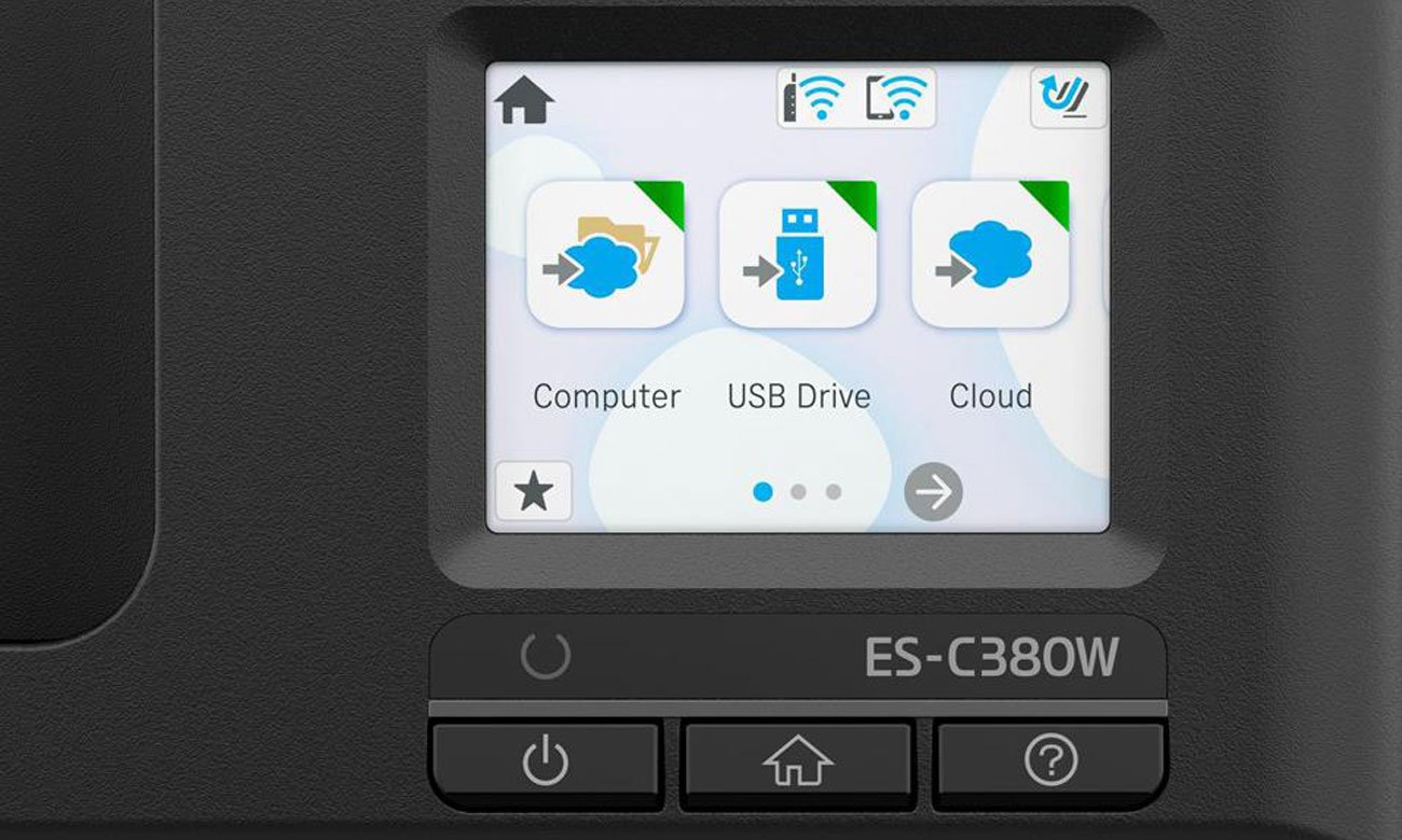 Skaner Epson ES-C380W wyświetlacz