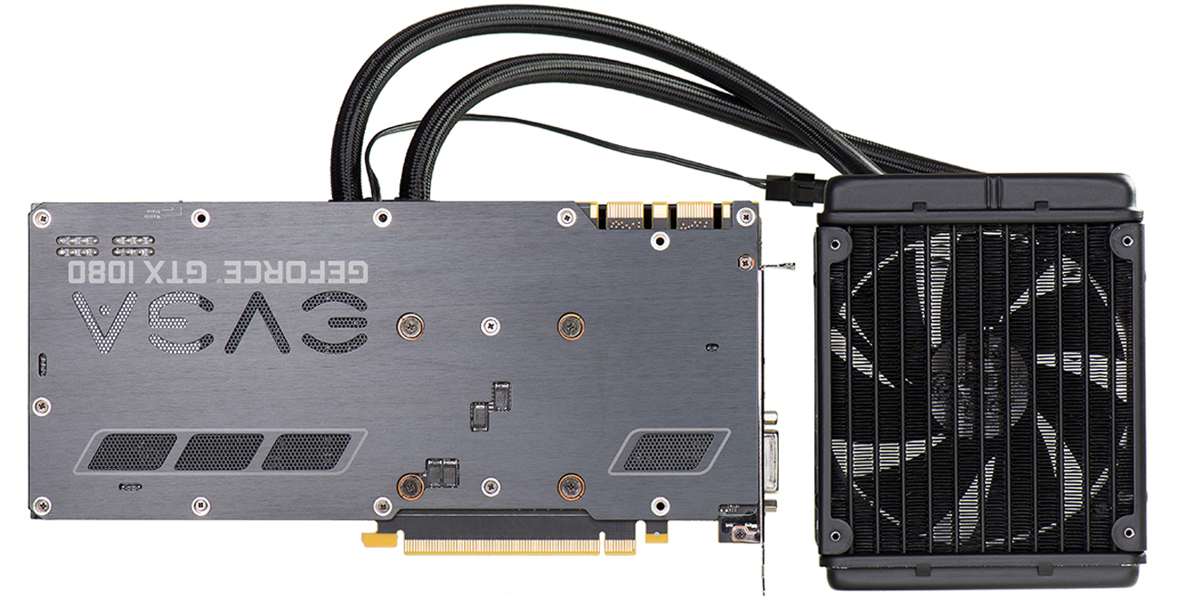Karta graficzna EVGA GeForce GTX 1080 Hybrid 8GB Tył i Radiator