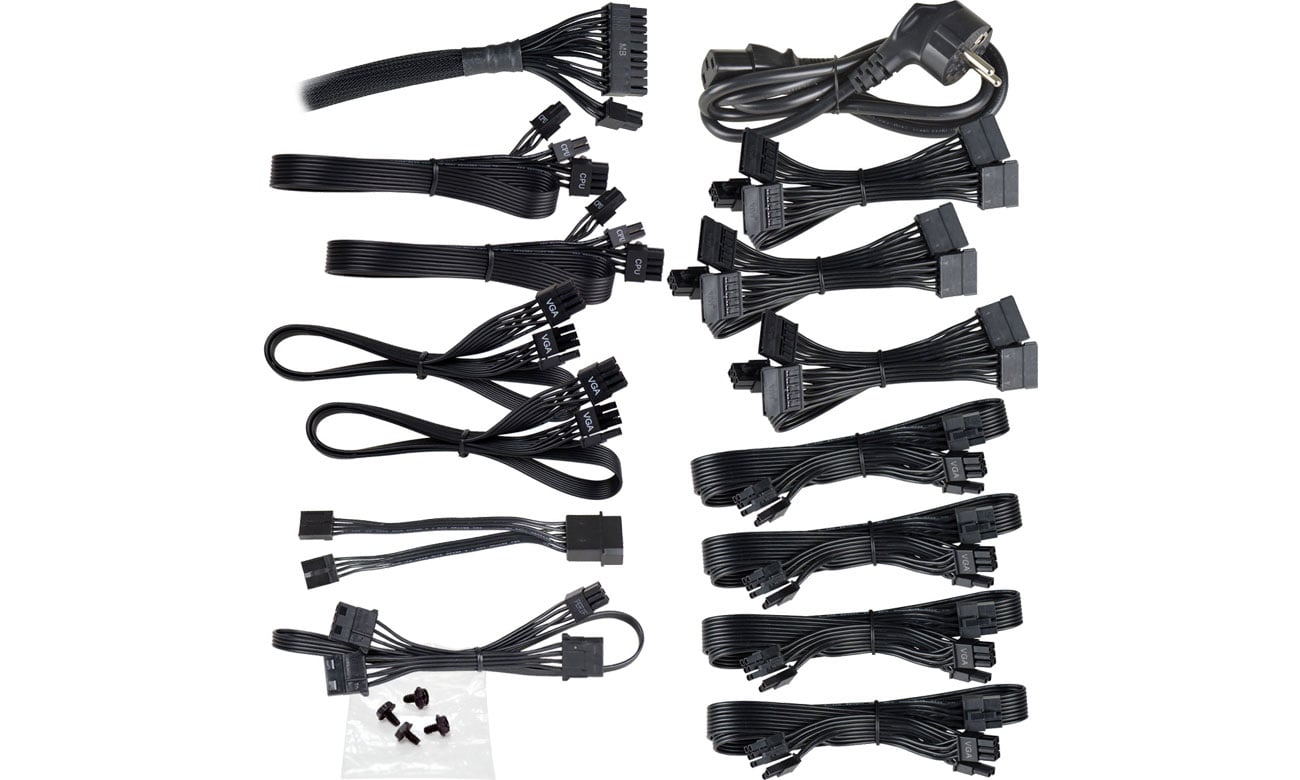 EVGA SuperNOVA 1000W GQ Pół-modularne okablowanie