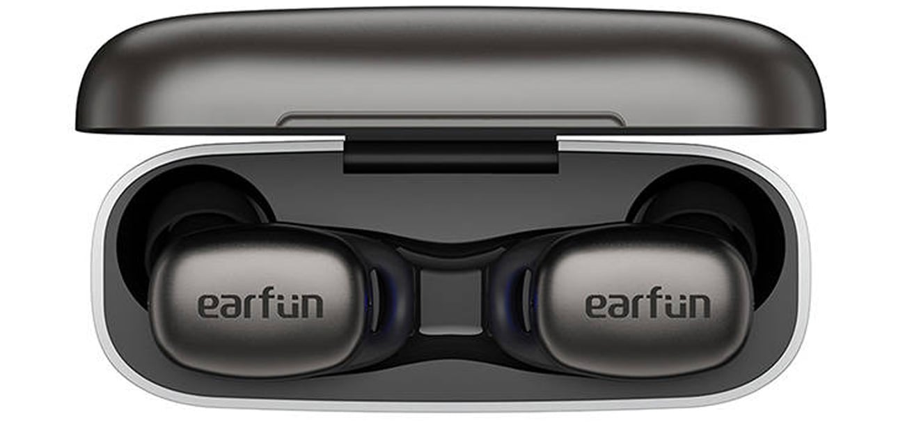 Słuchawki bezprzewodowe EarFun Free Pro 2 - Widok od góry wraz z etui
